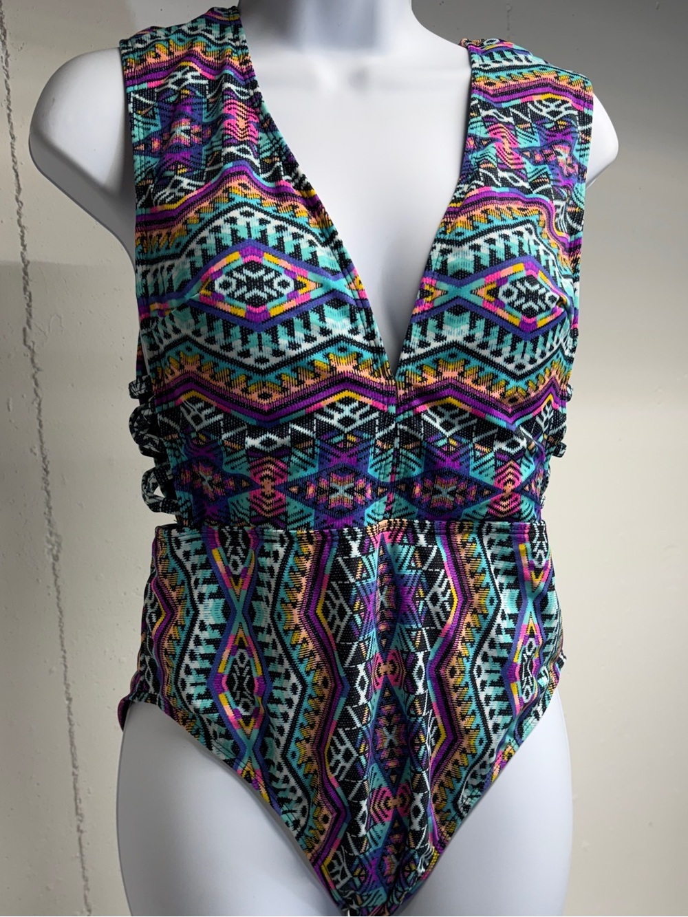 No Boundaries Black Swimsuit with Yellow Accent Like new